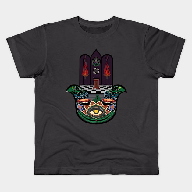 Reptilian Agenda Hamsa Kids T-Shirt by SunGraphicsLab